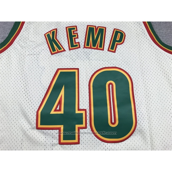 Maillot Seattle Supersonics Shawn Kemp #40 Mitchell & Ness Chainstitch Creme